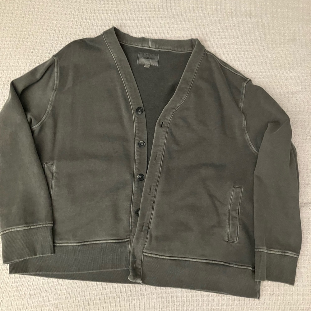 BIG & TALL, GREY, cotton cardigan sweater.  Business casual attire